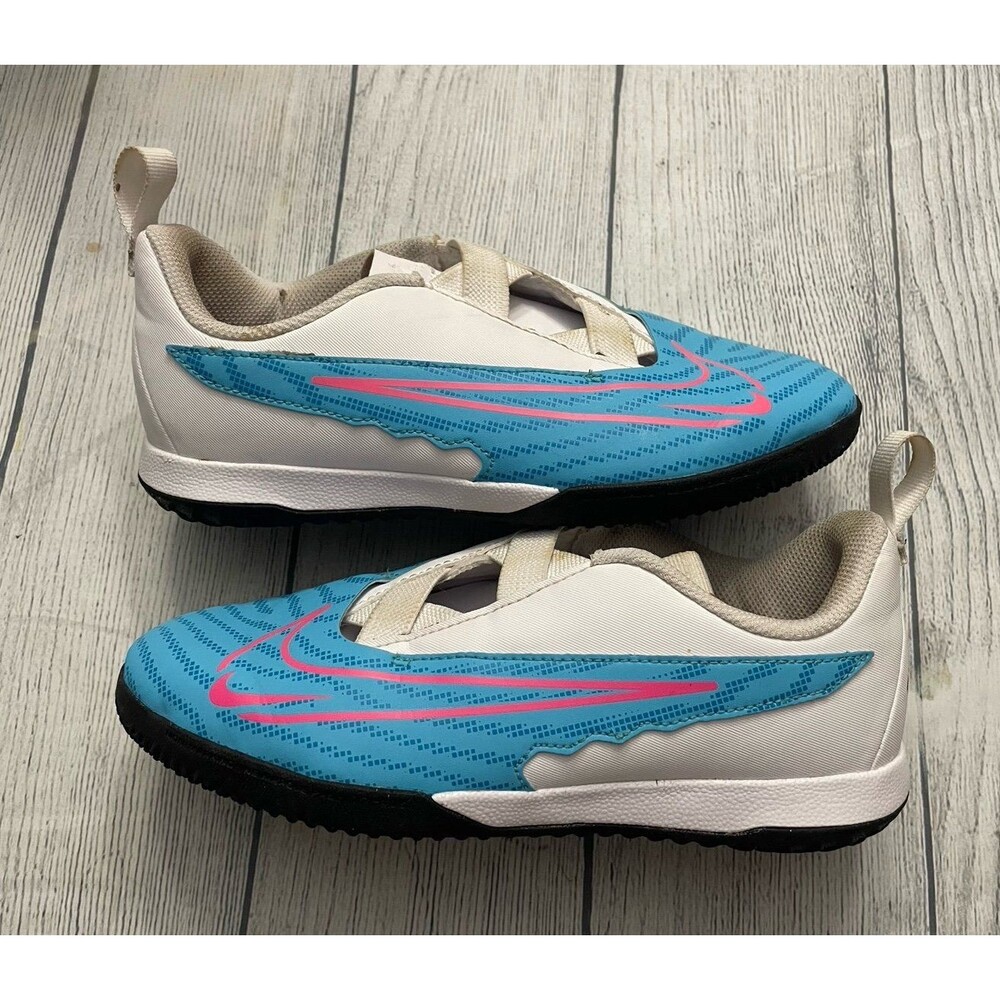 Blue & Pink Nike Phantom GX Girl Soccer Turf Cleats Shoes, Size Youth 4